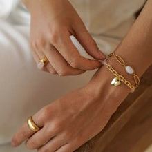 Load image into Gallery viewer, Heart charm gemstone bracelet - pink
