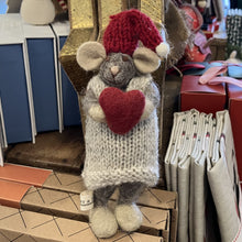 Load image into Gallery viewer, Grey girly mouse with heart - small
