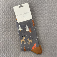 Load image into Gallery viewer, Festive reindeer &amp; foxes socks - grey
