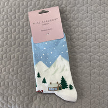 Load image into Gallery viewer, Christmas village socks - blue
