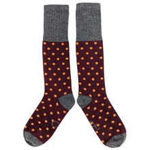Load image into Gallery viewer, Lambswool knee socks - dots - plum/peach
