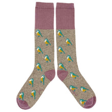 Load image into Gallery viewer, Lambswool knee socks - blue tit - oat &amp; lilac
