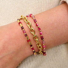 Load image into Gallery viewer, Laria gold &amp; pink tourmaline gemstone bead bracelet
