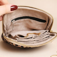 Load image into Gallery viewer, Velvet pouch jewellery case - leopard print
