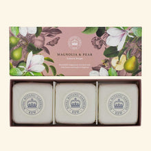 Load image into Gallery viewer, Kew Gardens soap trio - magnolia &amp; pear
