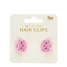 Load image into Gallery viewer, Mini hair claw clips - pink cats - set of 2
