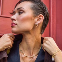 Load image into Gallery viewer, Herringbone chain stacking necklace - gold
