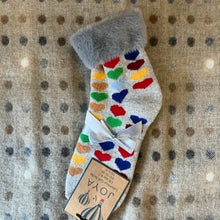 Load image into Gallery viewer, Cuff socks - multi coloured hearts
