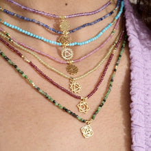 Load image into Gallery viewer, Peridot &amp; malachite gold solar plexus chakra necklace
