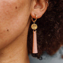 Load image into Gallery viewer, Power drop hoop earrings - moss green
