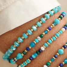 Load image into Gallery viewer, Prunus turquoise &amp; gold crystal stretch bracelet
