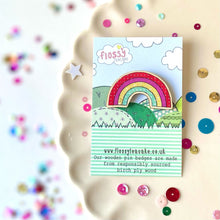 Load image into Gallery viewer, Wooden badge - rainbow
