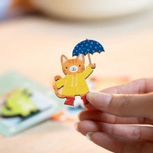 Load image into Gallery viewer, Rainy day cat pin
