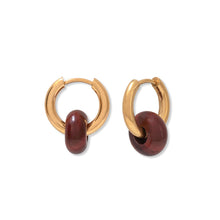 Load image into Gallery viewer, Red jasper hoop earrings - gold
