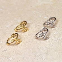 Load image into Gallery viewer, Ribbon bow hoop earrings - silver or gold
