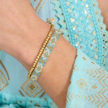 Load image into Gallery viewer, Saskia aqua &amp; gold friendship bracelet
