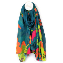Load image into Gallery viewer, Tropical paradise print scarf - teal/multi
