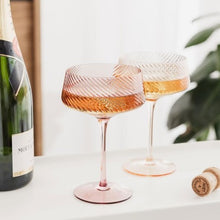 Load image into Gallery viewer, Twist champagne coupes - set of 2 - pink/peach
