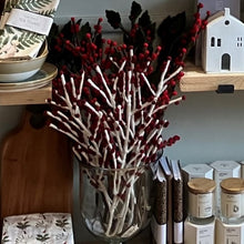 Load image into Gallery viewer, Christmas dec - white branch with dark red berries
