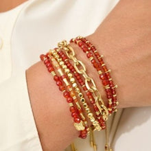 Load image into Gallery viewer, Wonder gold &amp; orange agate gemstone bead bracelet
