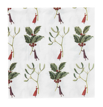 Load image into Gallery viewer, Holly &amp; mistletoe paper napkins
