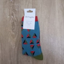 Load image into Gallery viewer, Geometrico bamboo geometric socks - dark navy

