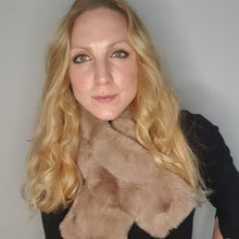 Load image into Gallery viewer, Faux fur loop through scarf - taupe
