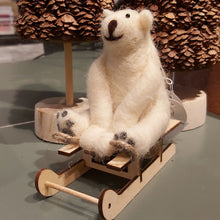 Load image into Gallery viewer, Woolly sledging polar bear Xmas dec
