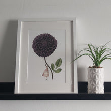 Load image into Gallery viewer, Mounted print - dahlia purple 'in bloom'
