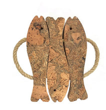 Load image into Gallery viewer, 3 fish marbled cork trivet
