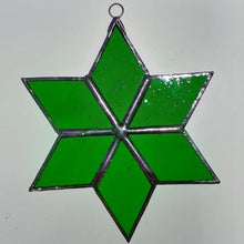Load image into Gallery viewer, Handmade glass 6 pointed star - medium - Christmas green
