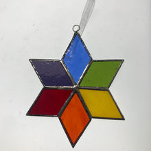 Load image into Gallery viewer, Handmade glass 6 pointed star - medium - rainbow
