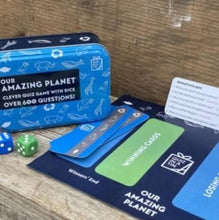 Load image into Gallery viewer, A fun quiz game where the roll of the dice dictates the questions.  In this tiny tin there are over 600 questions on nature and conservation, animals, plants and environmental issues.
