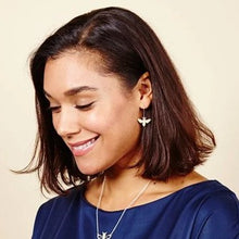 Load image into Gallery viewer, Hammered brass bee earrings
