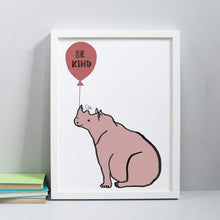 Load image into Gallery viewer, Rhino balloon 'Be kind' print only
