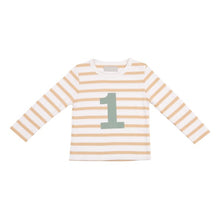 Load image into Gallery viewer, No 1 t-shirt - biscuit breton (green number)
