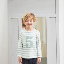 Load image into Gallery viewer, No 2 T-shirt - Seafoam &amp; white breton stripe
