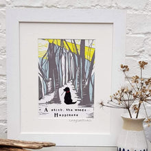 Load image into Gallery viewer, Countryside dog framed print (grey &amp; blue) (A4)
