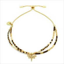 Load image into Gallery viewer, Dragonfly 2 layer charm handmade bracelet
