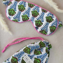 Load image into Gallery viewer, Block print floral print eye mask &amp; bag
