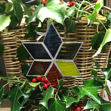 Load image into Gallery viewer, Handmade glass 6 pointed star - medium - rainbow
