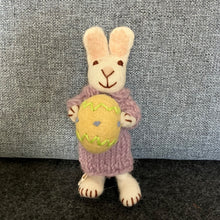 Load image into Gallery viewer, Grey bunny with trousers &amp; green egg
