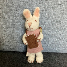Load image into Gallery viewer, White bunny with green trousers &amp; book
