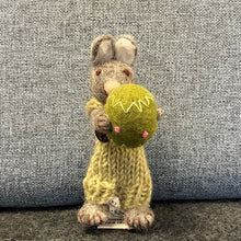 Load image into Gallery viewer, Grey bunny with trousers &amp; green egg
