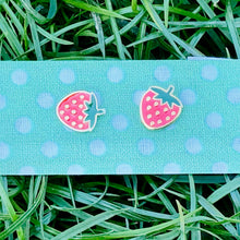 Load image into Gallery viewer, Strawberry enamel earrings
