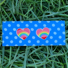 Load image into Gallery viewer, Rainbow hearts enamel earrings

