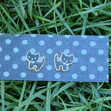 Load image into Gallery viewer, Black cat enamel earrings
