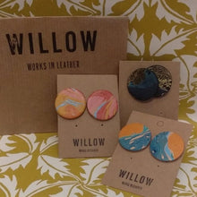 Load image into Gallery viewer, Leather marbled design earrings
