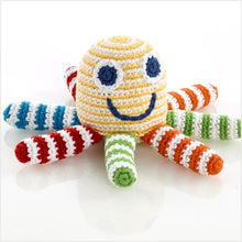 Load image into Gallery viewer, Crochet octopus rattle - yellow
