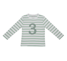 Load image into Gallery viewer, No 3 T-shirt - Seafoam &amp; white breton stripe
